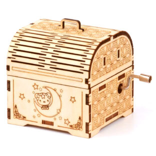 MiYAVi 手回しオルゴール ラピュタ ジブリ 冬休み工作キット 初心者 入門用 プレゼント 立体パズル 木製パズル 知育玩具 DIY 日本語説明書 男の子 女の子 (月に乗る仔猫 ラピュタ)