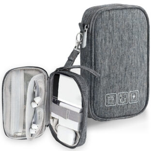 MY MiYAVi トラベルポーチ ガジェットポーチ ガジェットケース 小型 薄型 軽量 防水 ベルクロ 旅行 出張 小物入れ コンパクト (Gray)