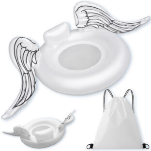 MY MiYAVi 浮き輪 大人用 子供用 フロート プール 海水浴 夏休み ドーナツ型 天使 台座 インスタ映え 羽根つき 台座 直径106cm 専用収納袋