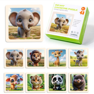 MY MiYAVi ジグソーパズル モンテッソーリ 幼児向け 知育おもちゃ ８枚セット 木製パズル 鑑賞 (大型動物)…