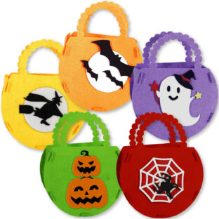 【2025年版】MiYAVi ハロウィン 手提げ袋 5色5枚セットミニバッグ 飾り トートバッグ 手芸キット お菓子袋 ギフトバッグ DIY フェルト プレゼント 知育玩具 おもちゃ キャンディバッグ 男の子 女の子